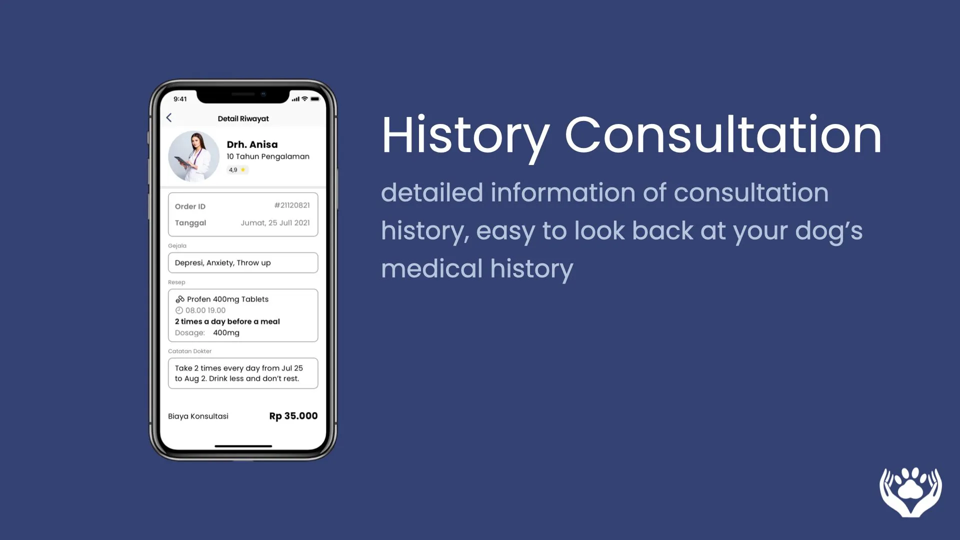 Prevet consultation history screen